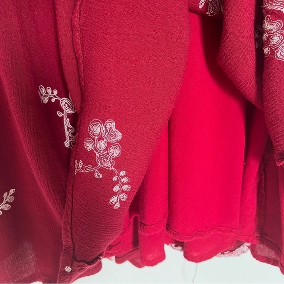 Red Mini Dress Embroidered White Florals Bohemian Alter’d State Size Small - Picture 12 of 12